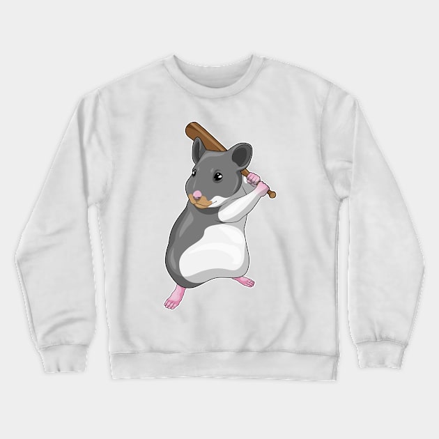 Hamster Baseball Baseball bat Crewneck Sweatshirt by Markus Schnabel